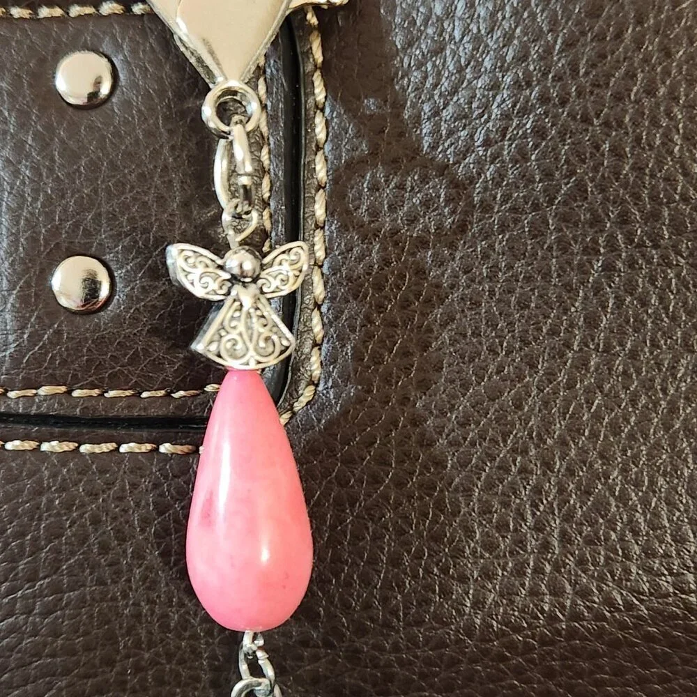 Hand Crafted Angel Purse Charm Granddaughter Personalized Charm Pink